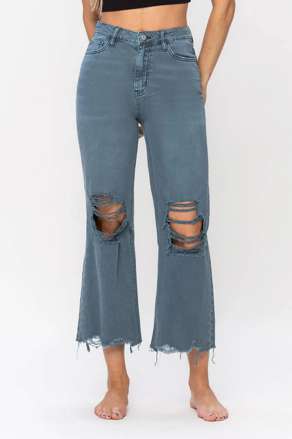 90s Vintage Crop Flare Jeans - Balsam