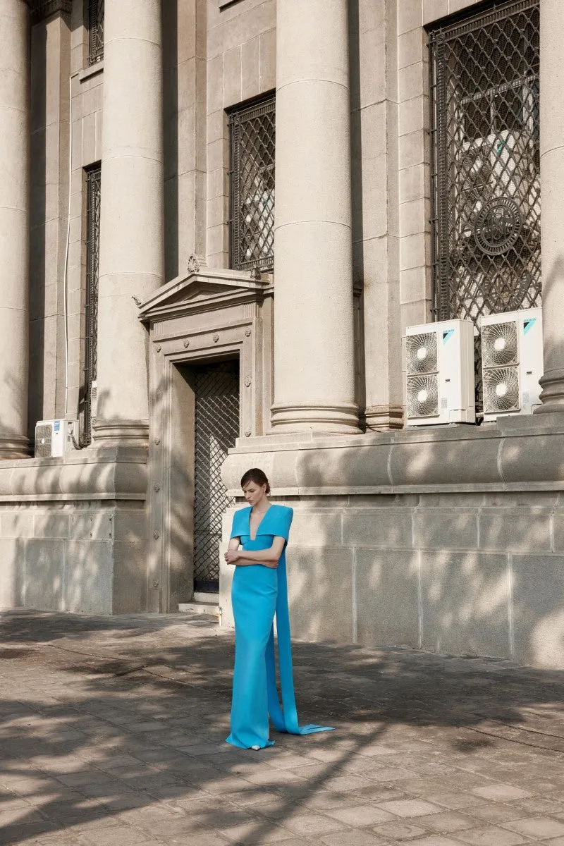 ALDWARK CYAN BLUE MAXI DRESS