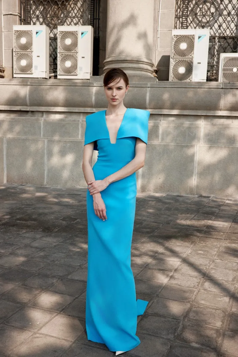 ALDWARK CYAN BLUE MAXI DRESS