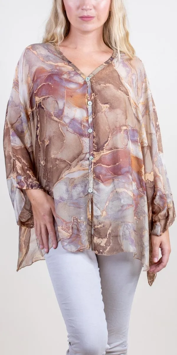 Angelo Marble Silk Blouse