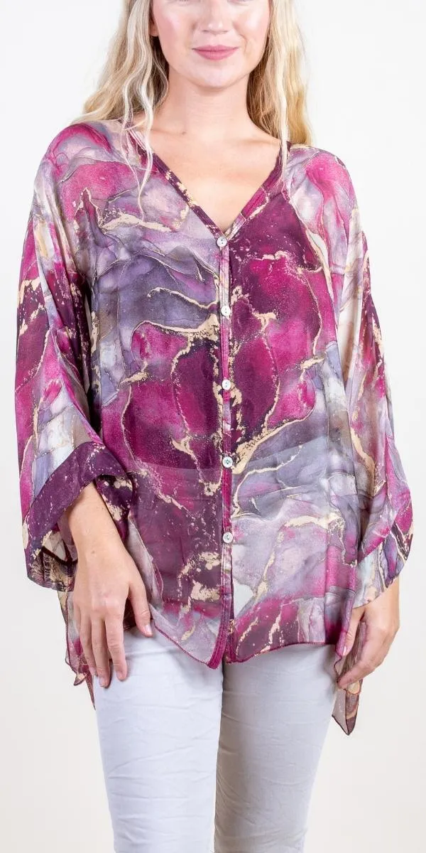 Angelo Marble Silk Blouse