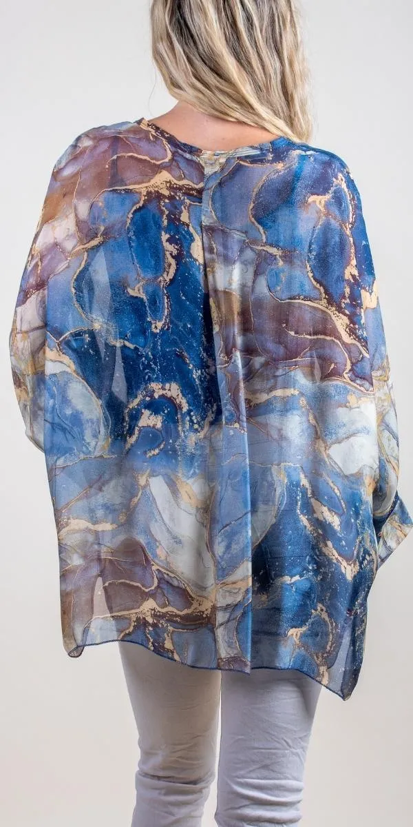 Angelo Marble Silk Blouse