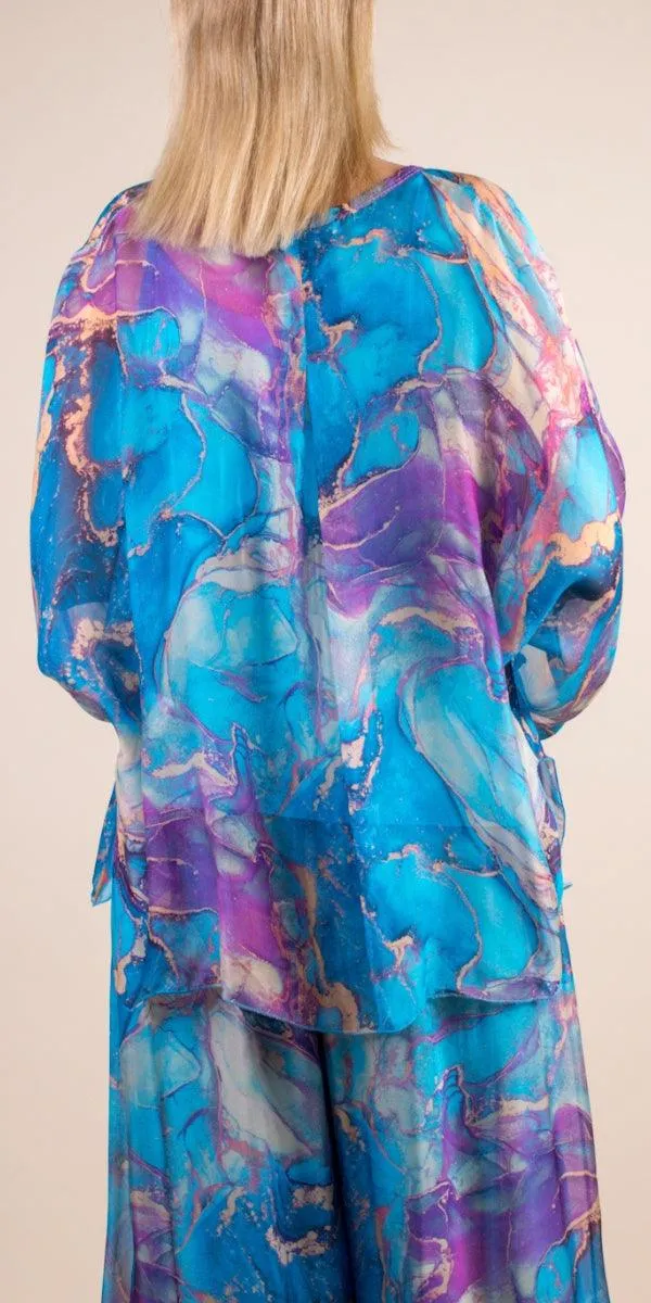 Angelo Marble Silk Blouse