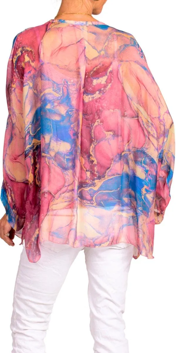 Angelo Marble Silk Blouse