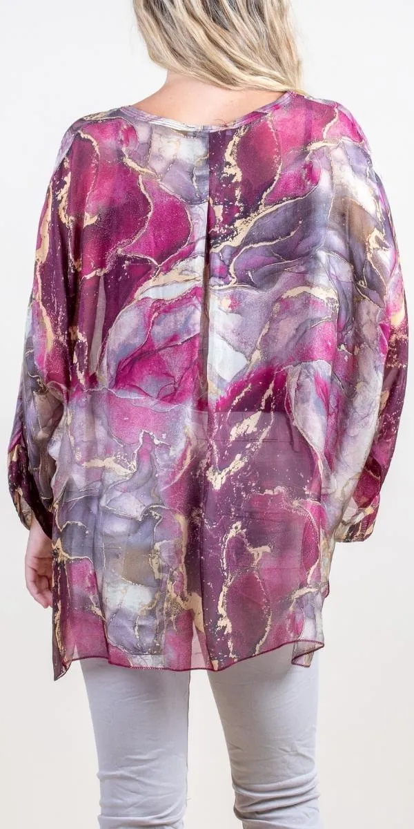 Angelo Marble Silk Blouse