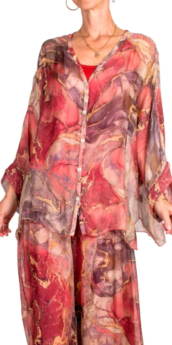 Angelo Marble Silk Blouse