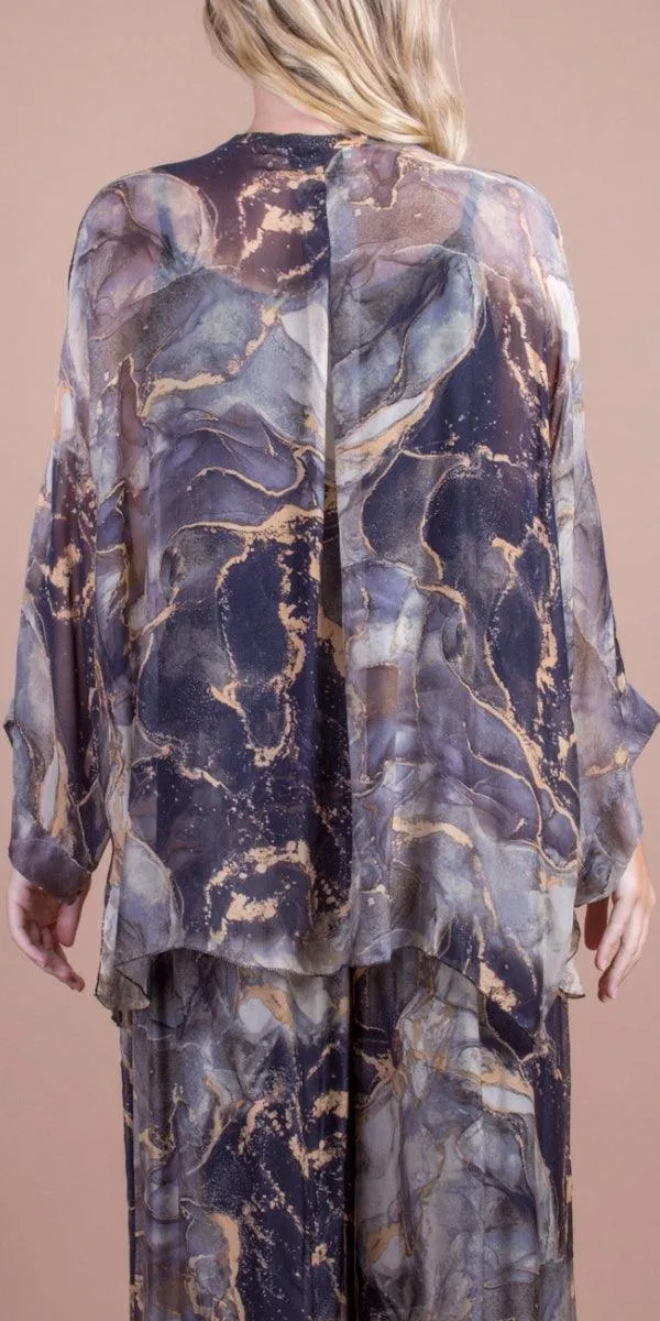 Angelo Marble Silk Blouse