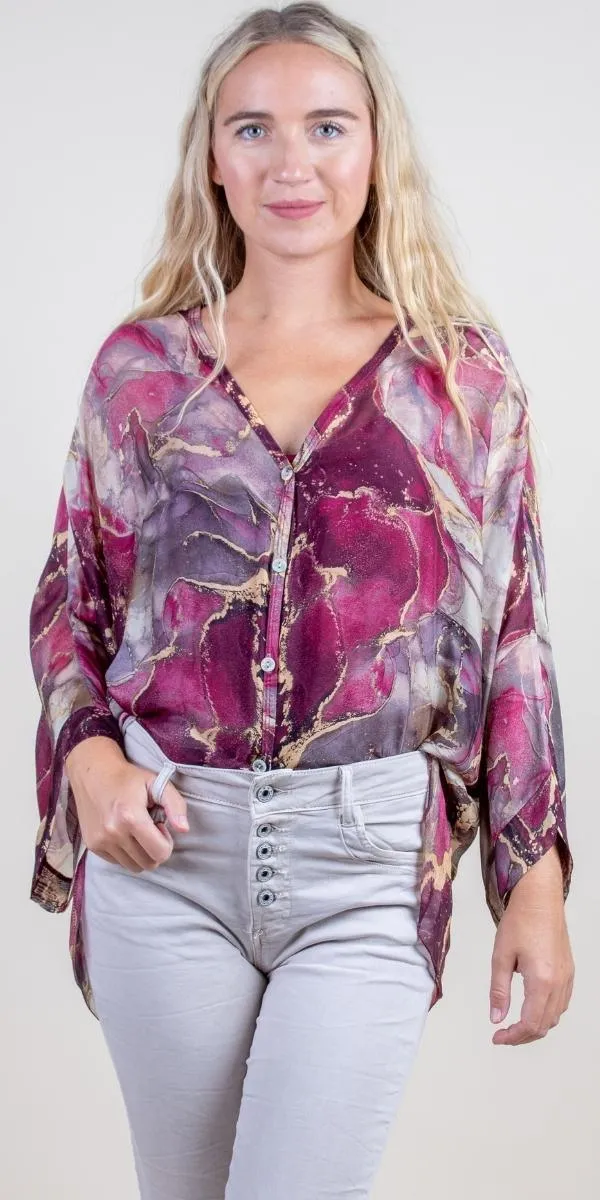 Angelo Marble Silk Blouse