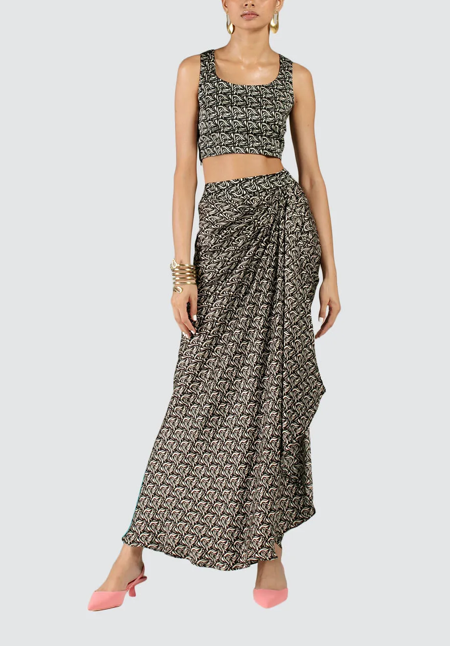 Azulik Draped Skirt & Crop Top