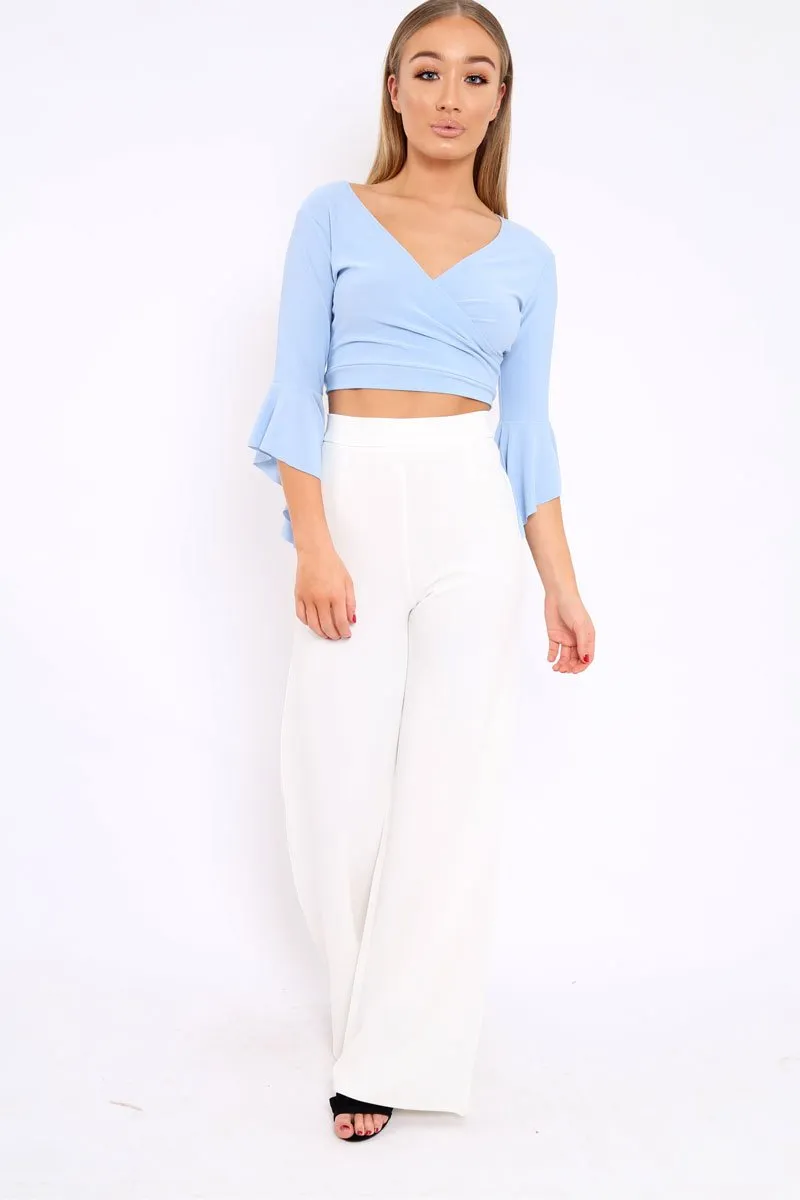 Baby Blue Wrap Tie Top - Isaac