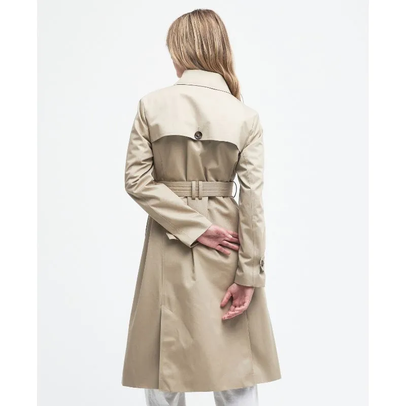 Barbour Greta Ladies Showerproof Trench - Light Fawn/Primrose Hessian