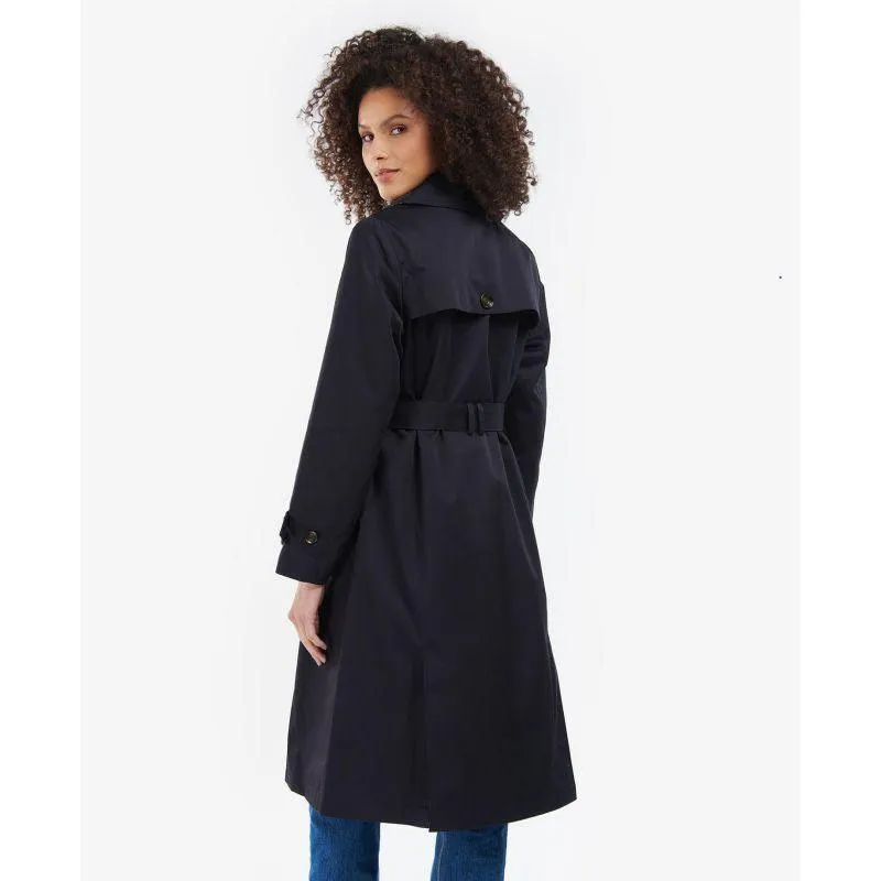 Barbour Greta Ladies Showerproof Trench - Midnight/Rosewood Tartan