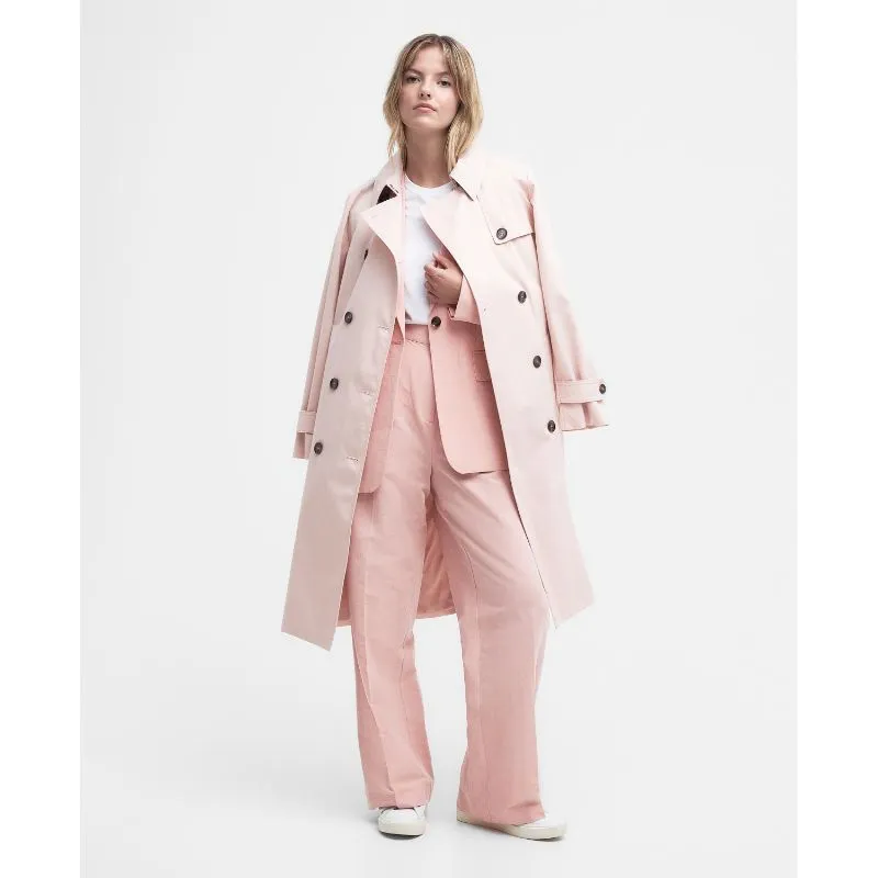 Barbour Greta Ladies Showerproof Trench - Primrose Pink/Primrose Hessian