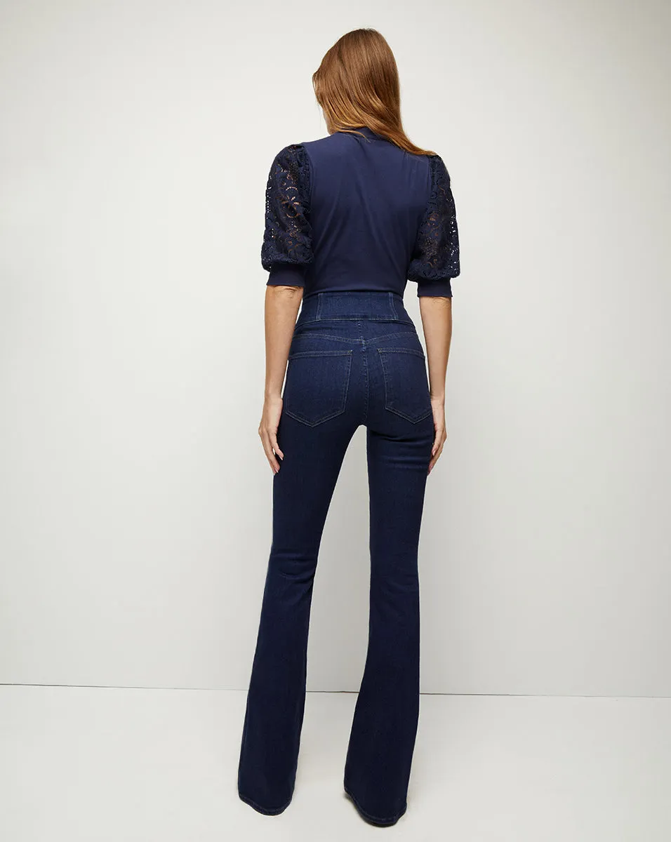 Beverly Corset Waist Skinny-Flare Jean