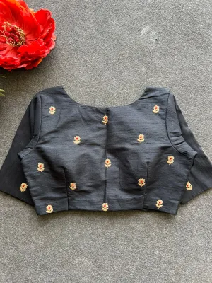 Black silk heavy hand work blouse