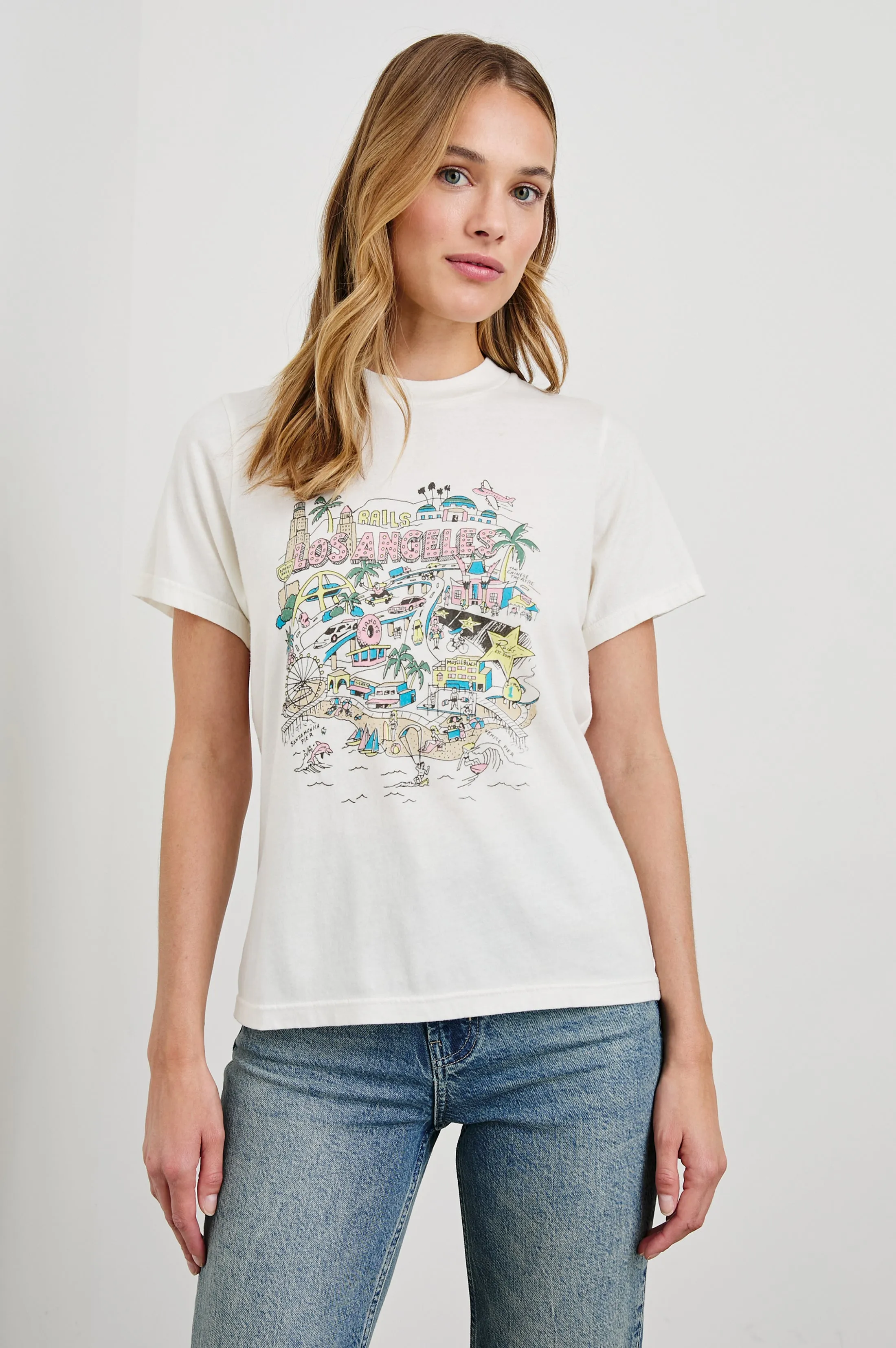 BOYFRIEND T-SHIRT - RAILS LOS ANGELES MAP WHITE