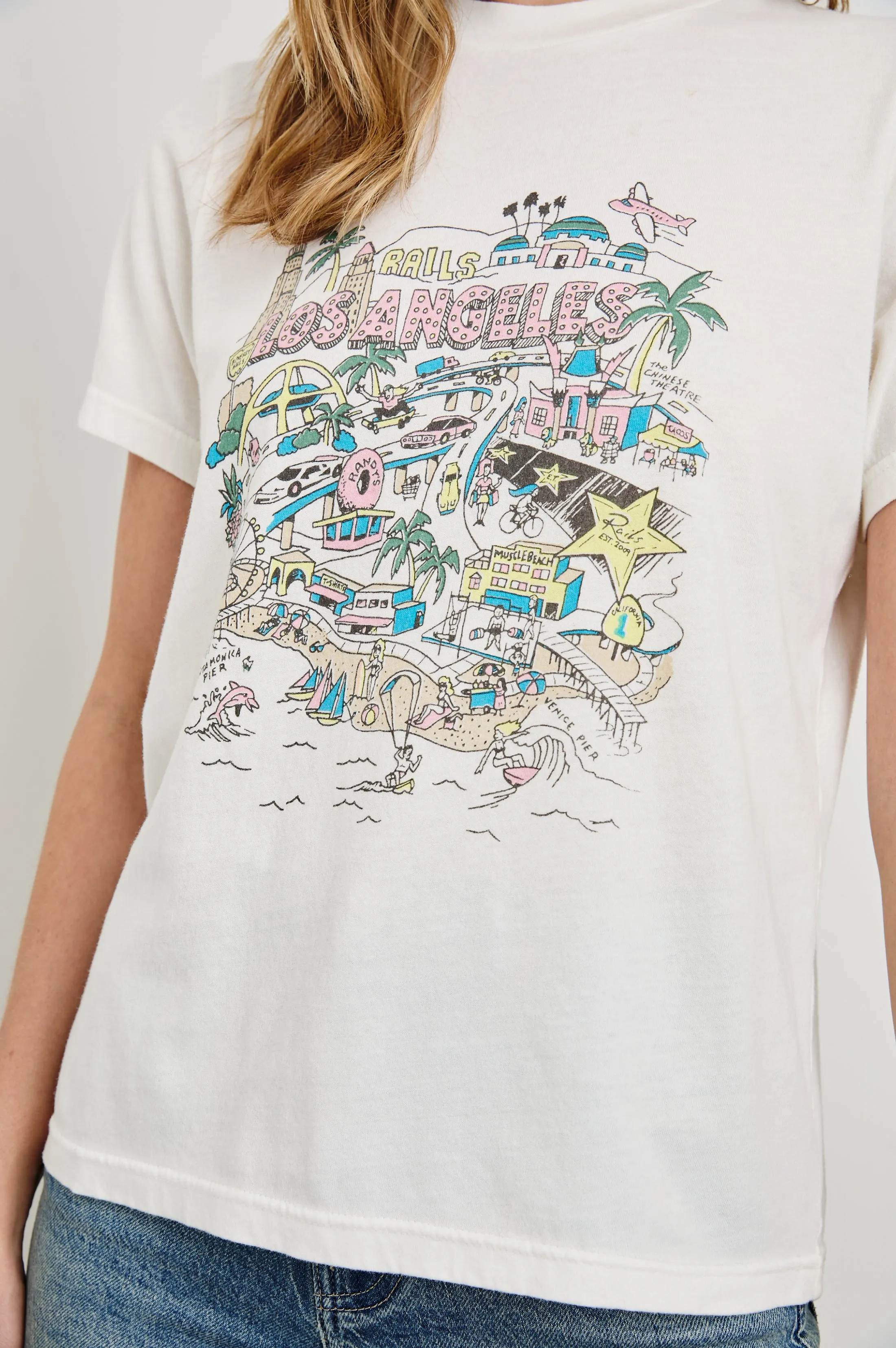 BOYFRIEND T-SHIRT - RAILS LOS ANGELES MAP WHITE