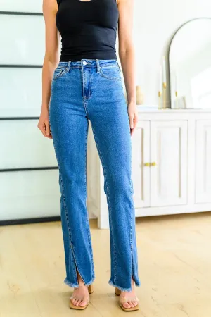 Caitlin High Rise Split Hem Straight RISEN Jeans