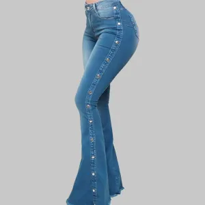 Calça Jeans Flare Detalhe Botões