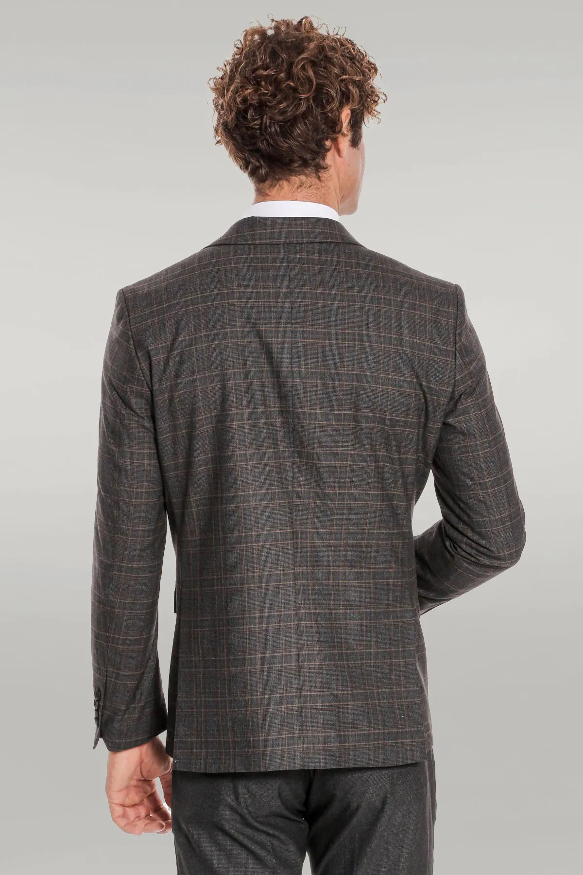 Checked Slim Fit Anthracite Men Suit - Wessi