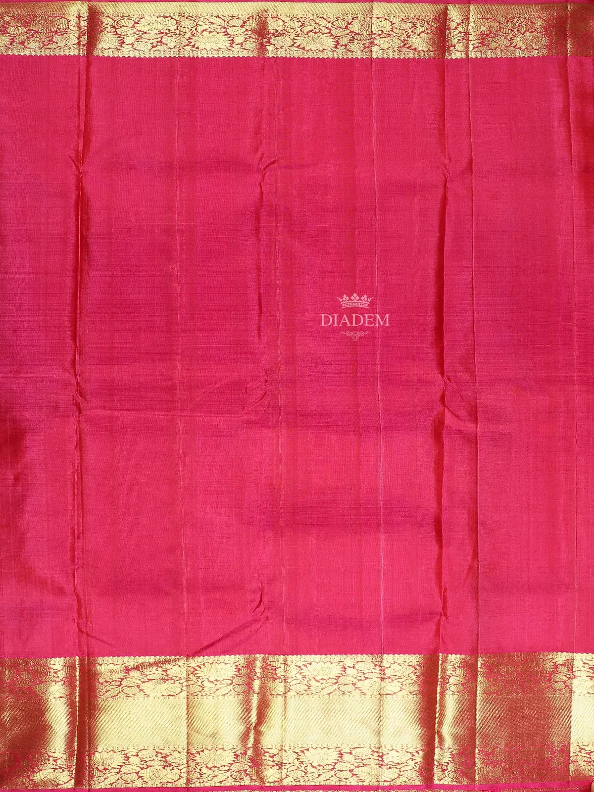 Dark Blue Pure Kanchipuram (Bridal) Silk Saree with Floral Motif on the body and Contrast Zari Border