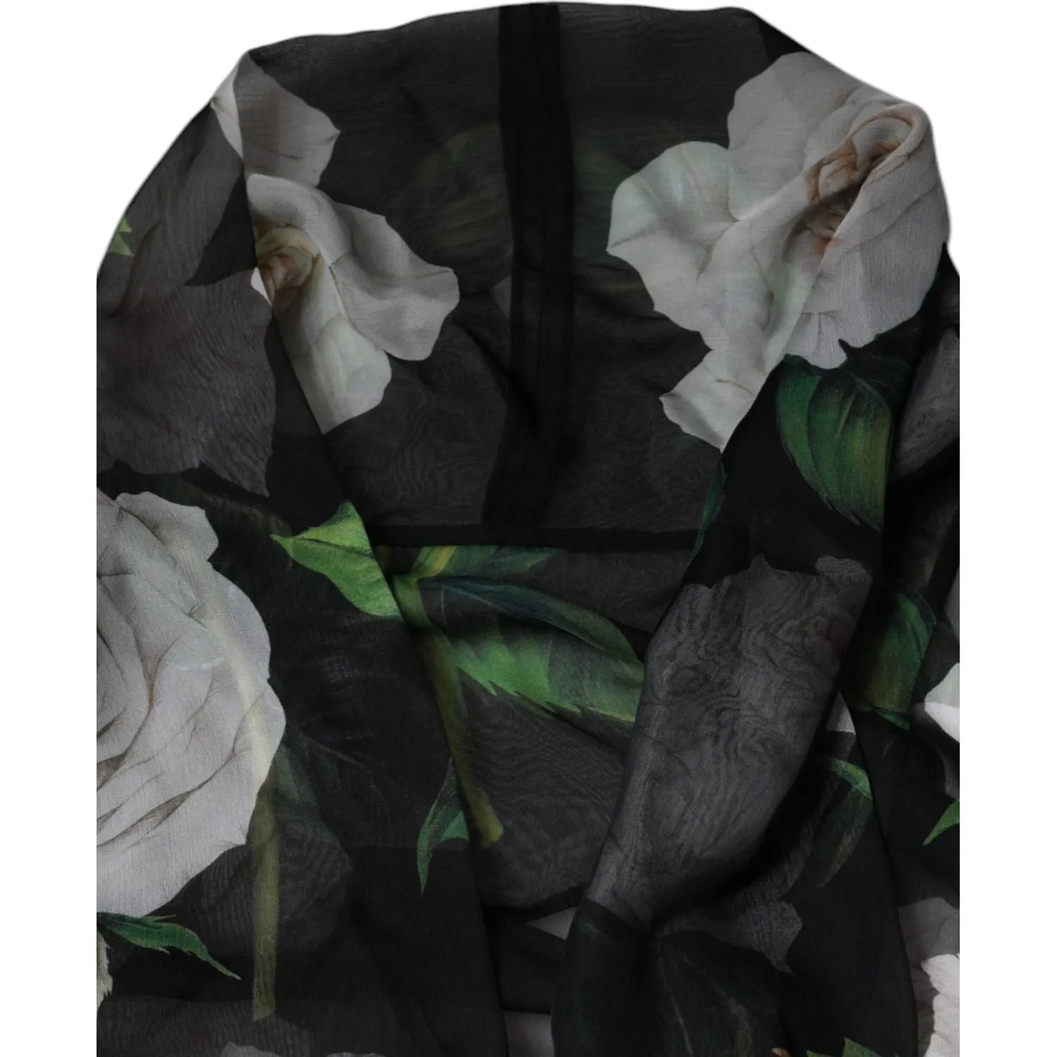 Dolce & Gabbana Black Floral Print Silk Cardigan Blouse Top