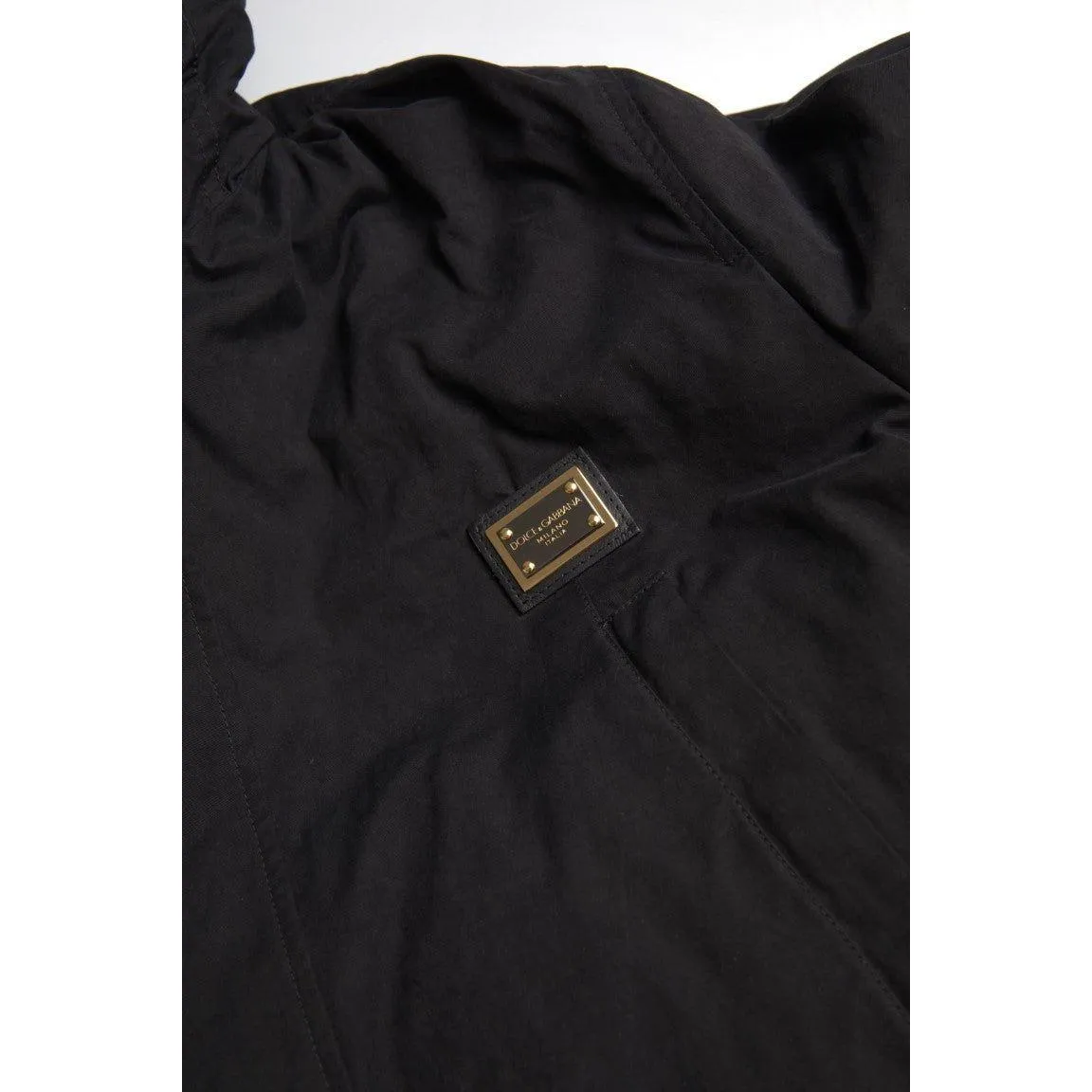 Dolce & Gabbana Elegant Black Hooded Trench Coat