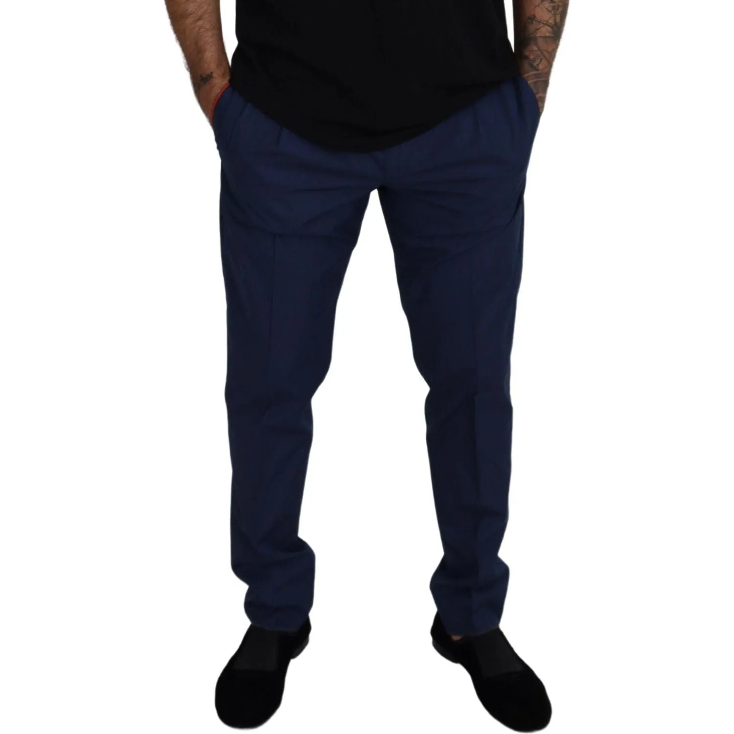 Dolce & Gabbana Elegant Slim Fit Chinos in Blue Silk Blend