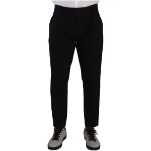 Dolce & Gabbana Elegant Tapered Black Cotton Chinos