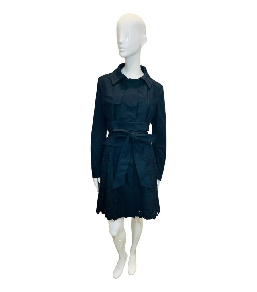 Ermanno Scervino Lace Detailed Belted Coat. Size 46IT