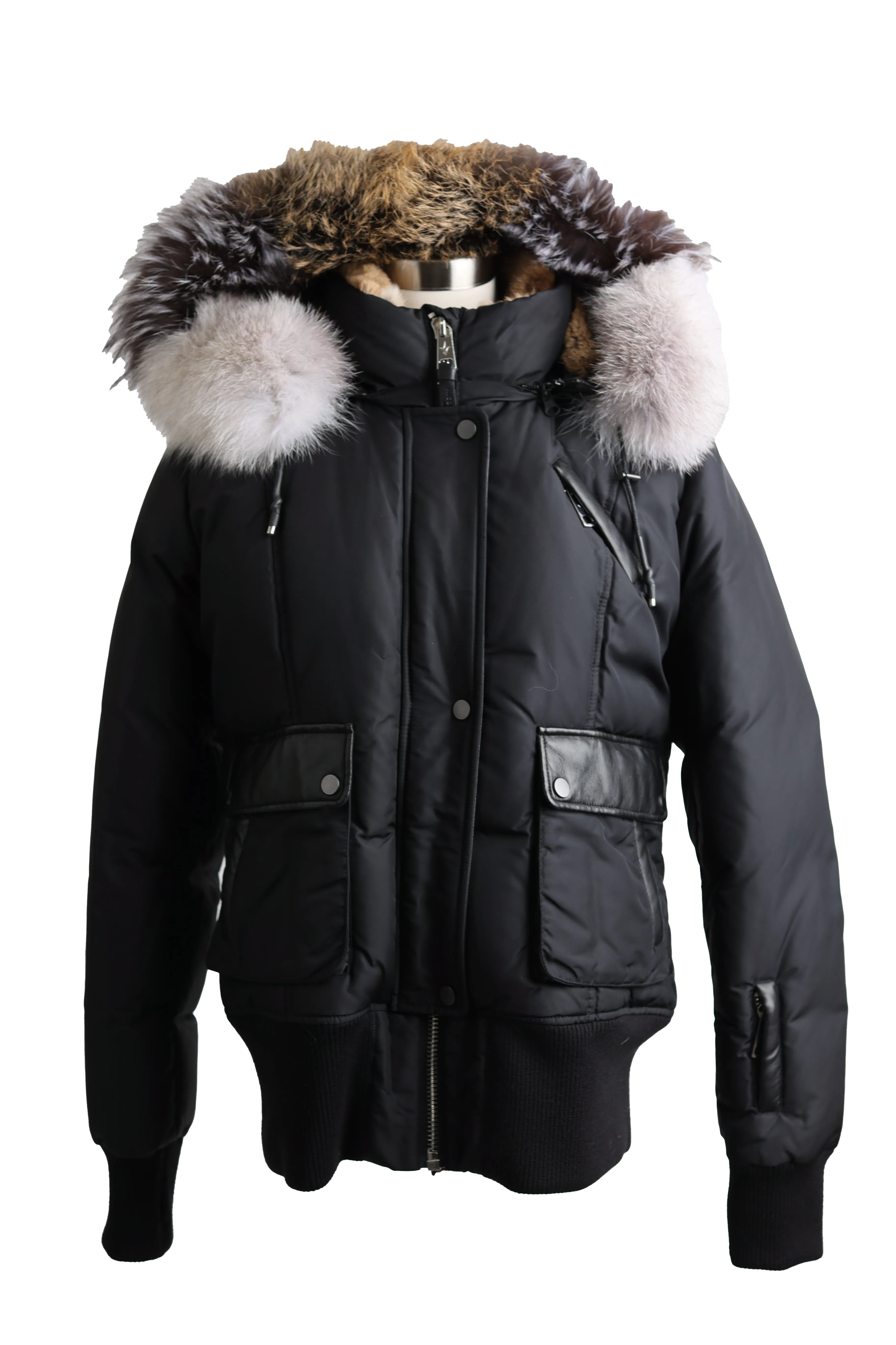 Fur Lined Bomber Jacket W/ Fur Hood