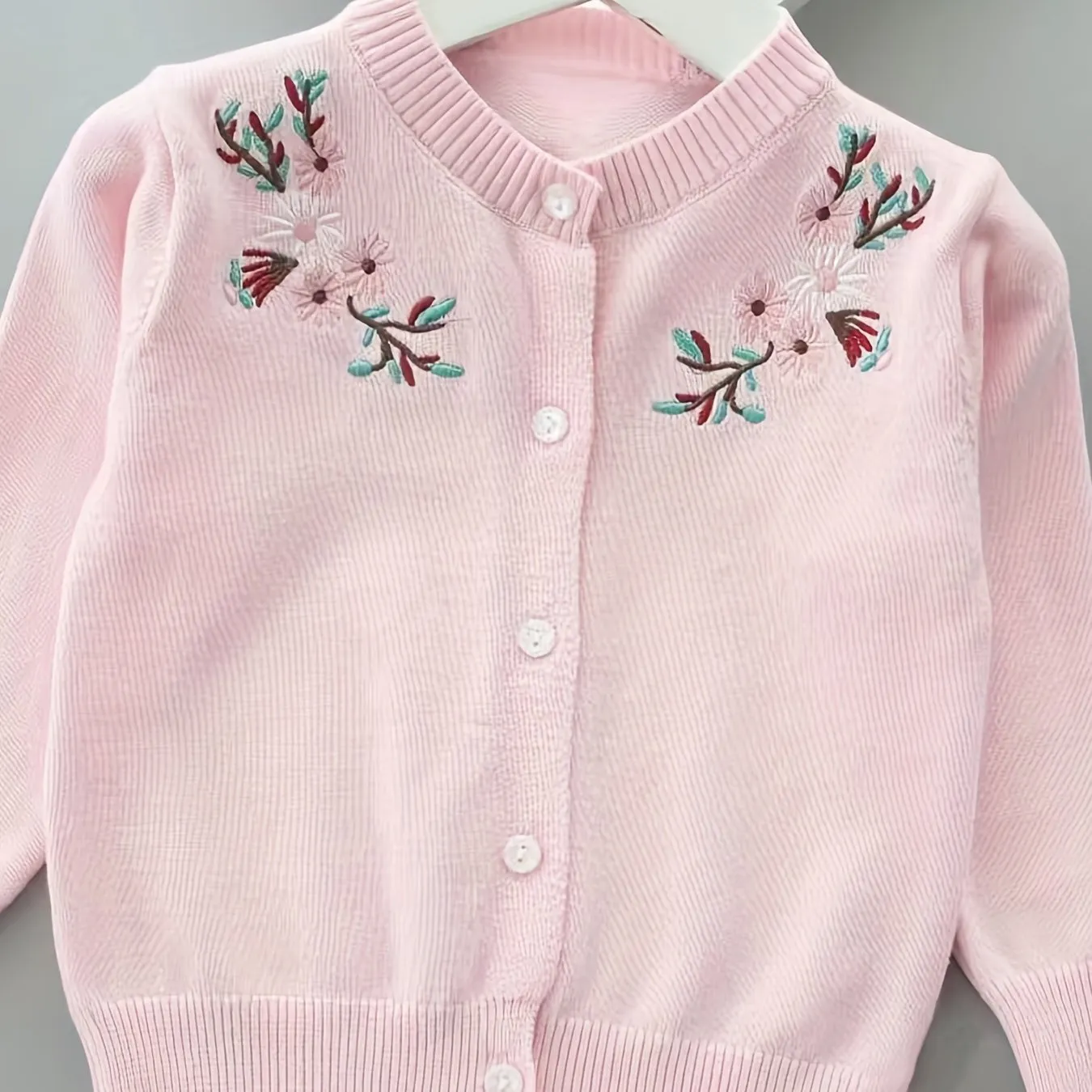 Girls’ Embroidered Cardigan | Stylish Thin Sweater for Spring & Autumn