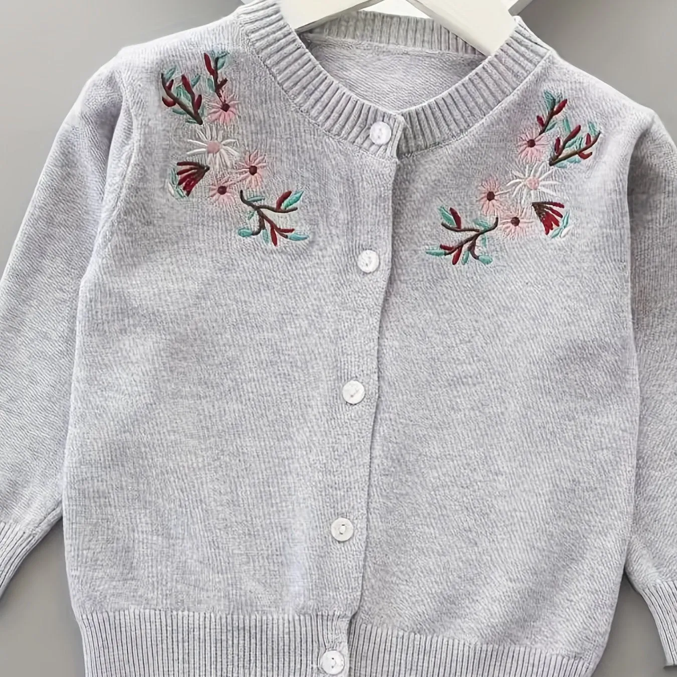 Girls’ Embroidered Cardigan | Stylish Thin Sweater for Spring & Autumn