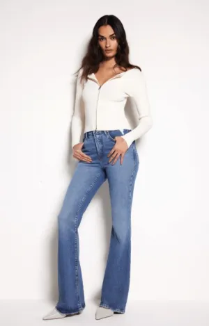 Good Legs Flare Deep V Yoke Jeans Indigo