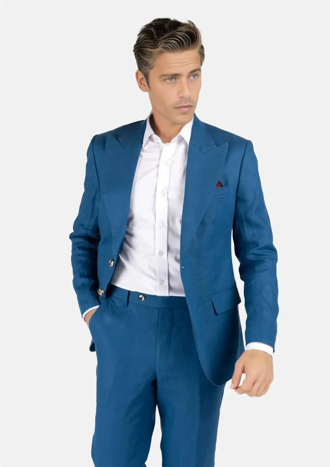 Hudson Marine Blue Linen Suit