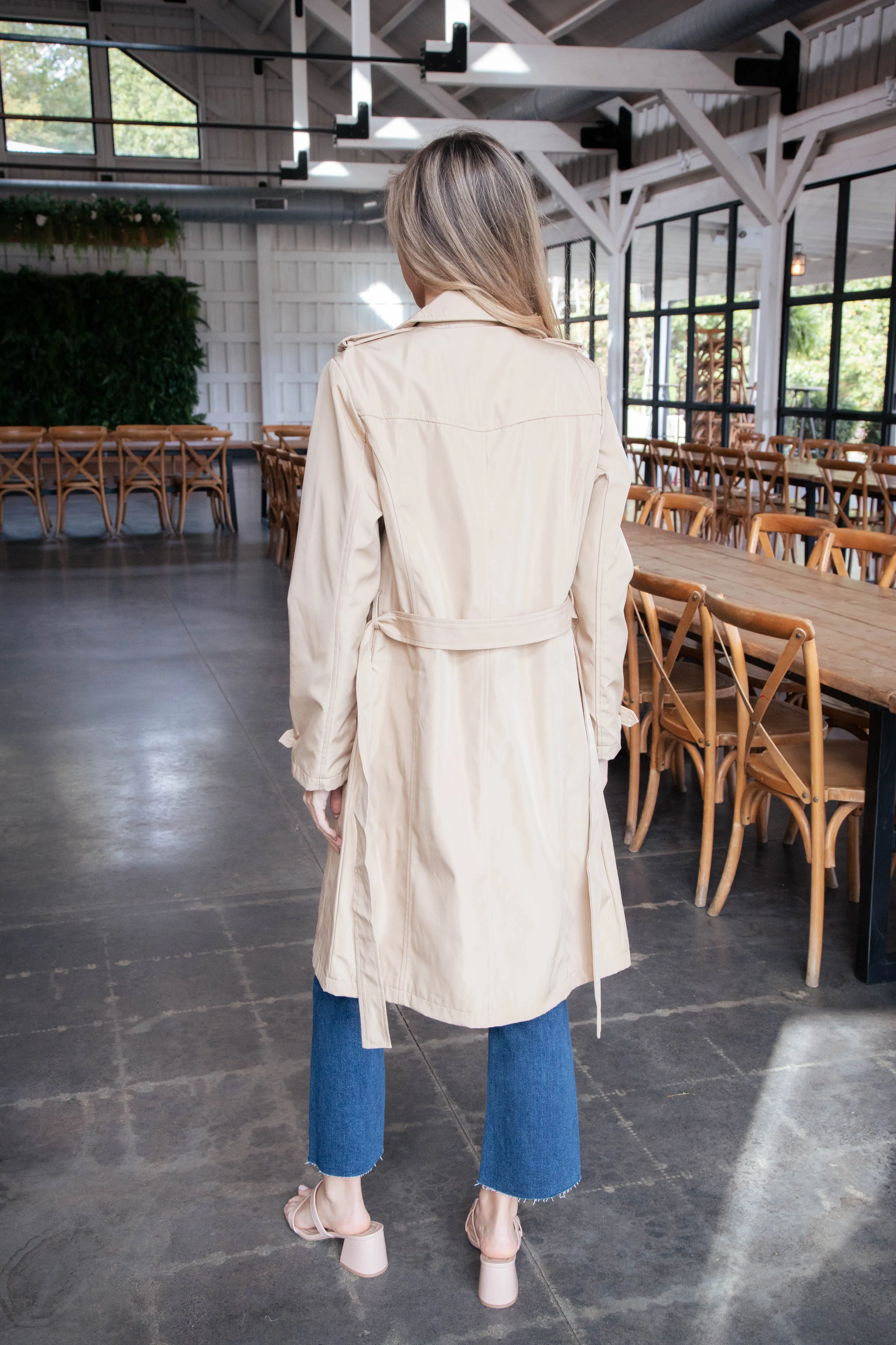 Janice Long Solid Trench Coat, Light Tan