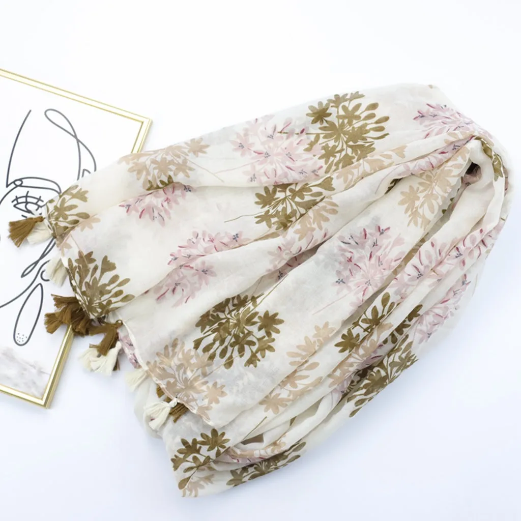 JY230207 Tufted flower printed scarf