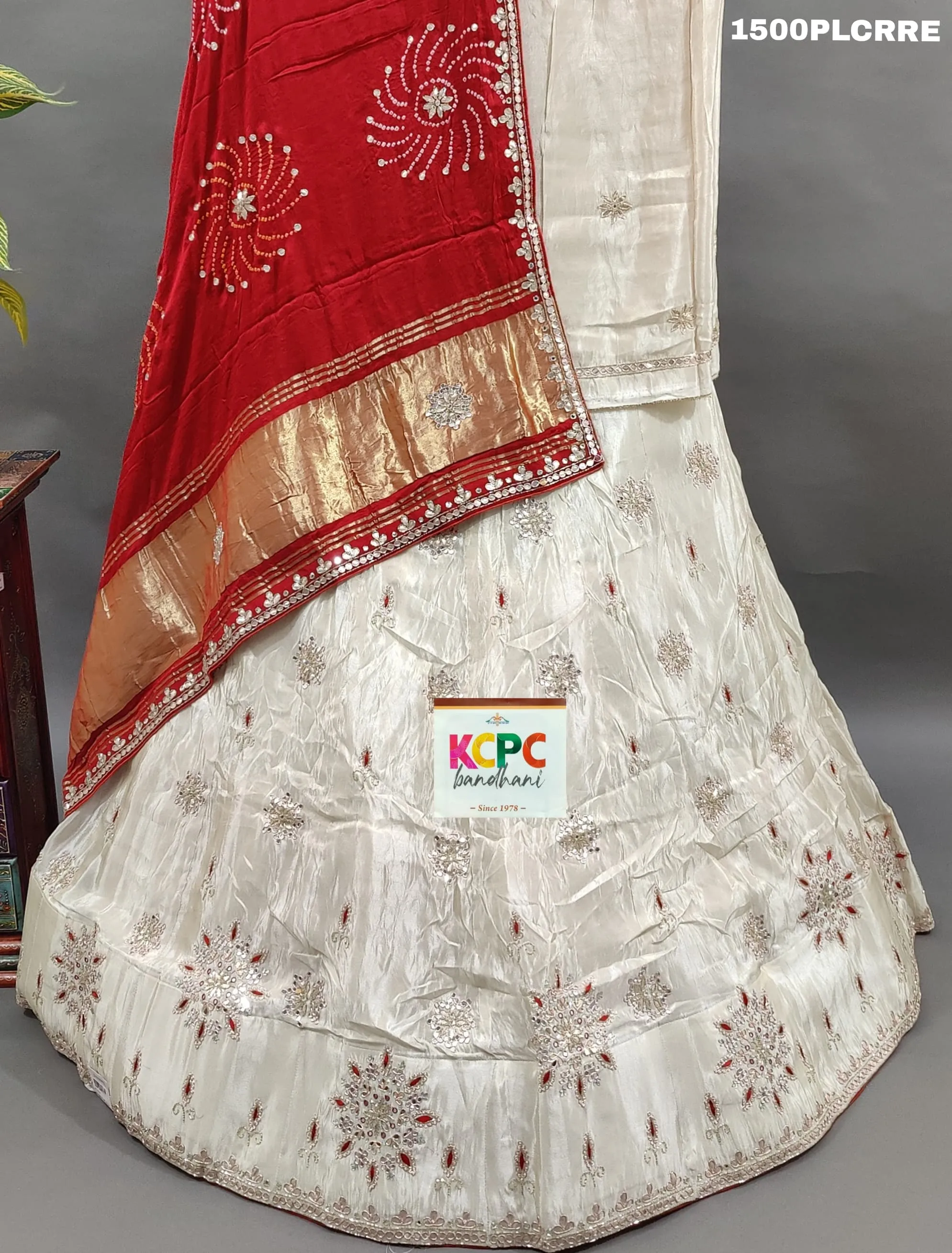 KcPc New Pure upada silk lehenga with pure gaji silk bandhani dupatta zardoji gotapatti work lehenga Set ,MAD