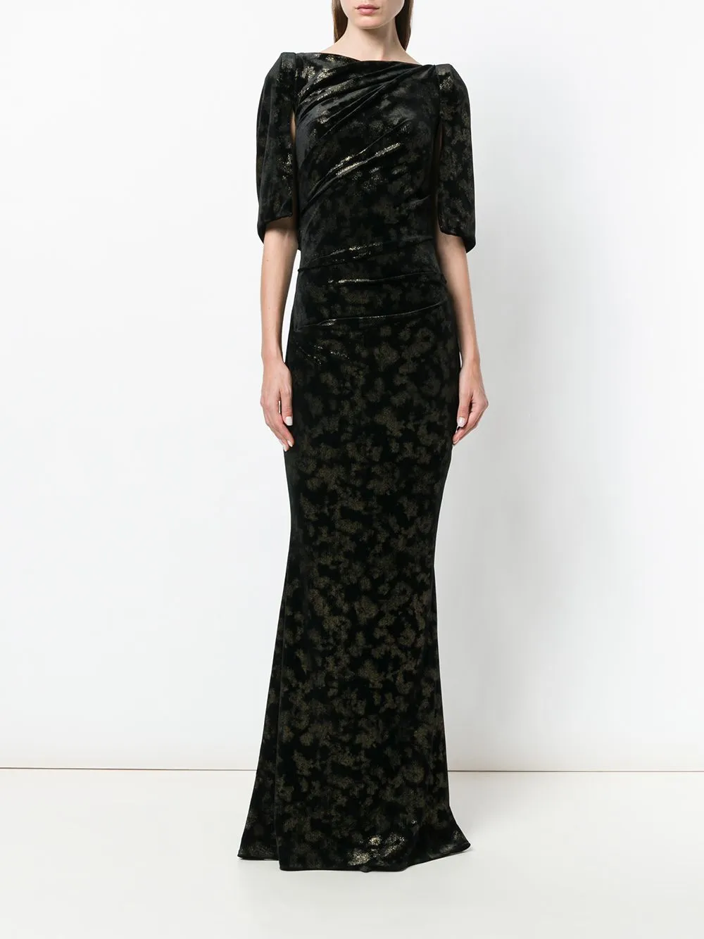 LOBATA15-velvet cape back gown