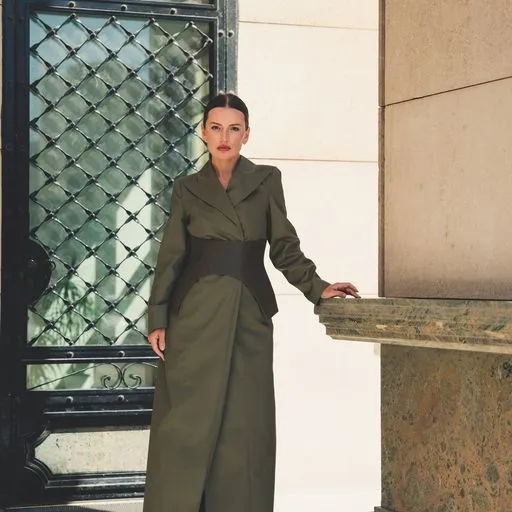 Long olive trench by TRES BEIGE