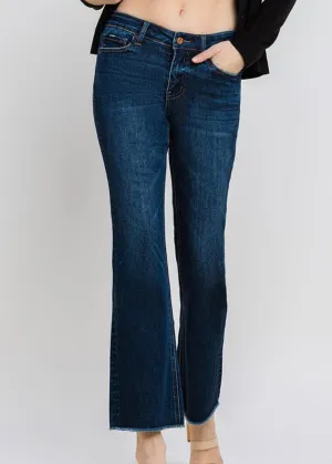 Mid-Rise Kick Flare Jeans with Raw Hem by Lovervet