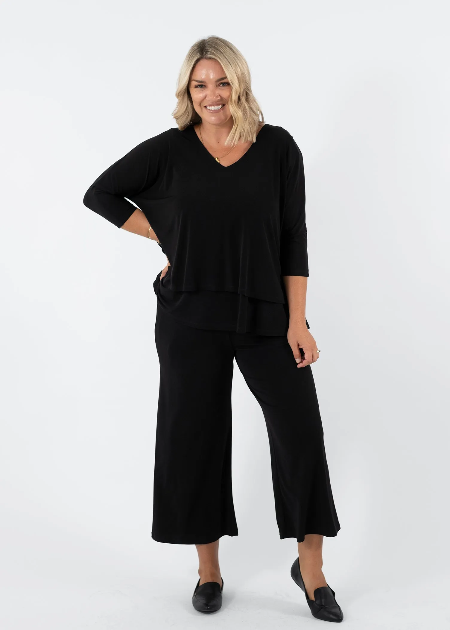 Lundie Jersey Culotte pant in Black