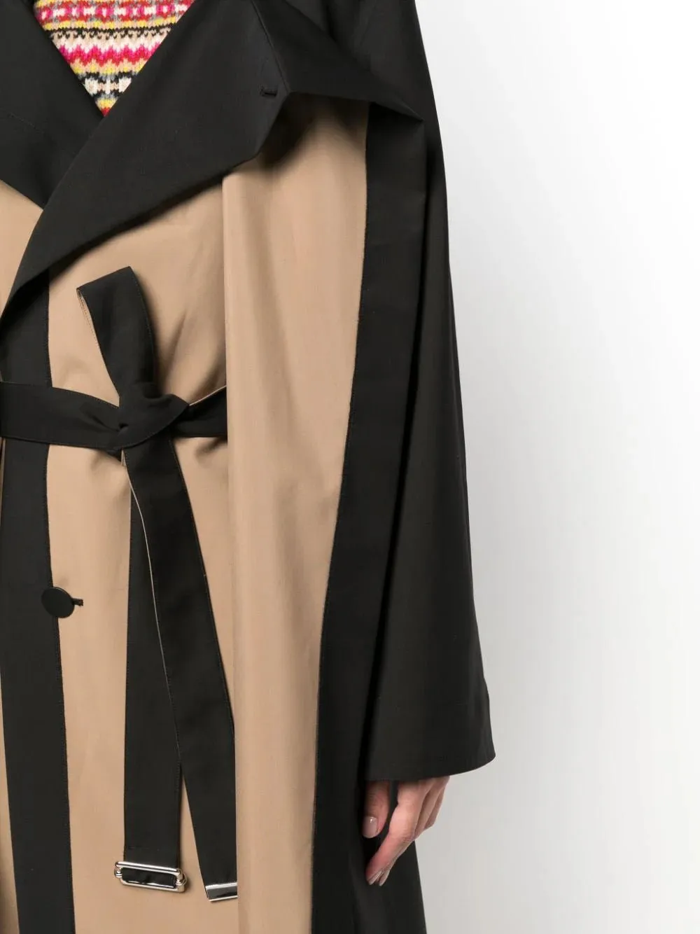 Mantel two-tone belted trench coat