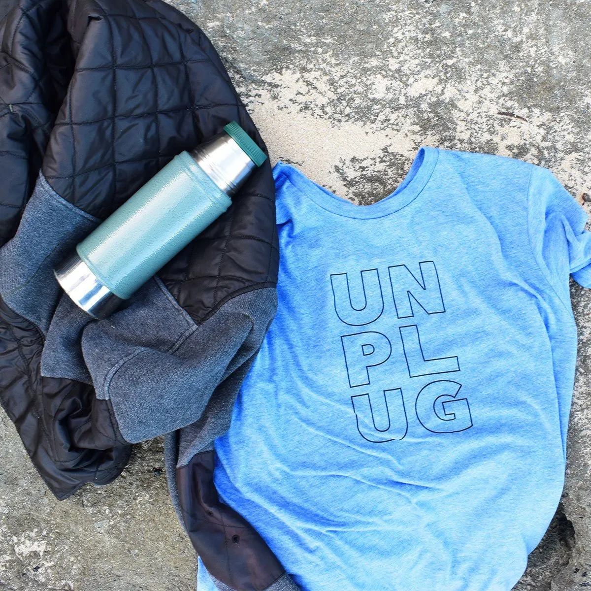 Men's Unplug Graphic Blue Tee