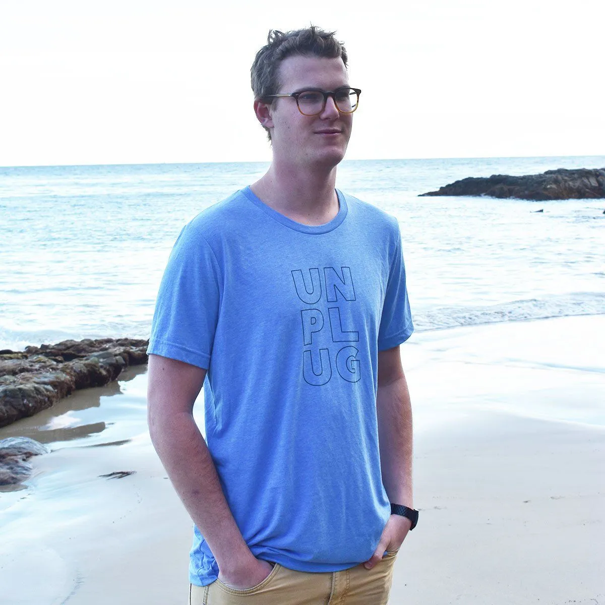 Men's Unplug Graphic Blue Tee