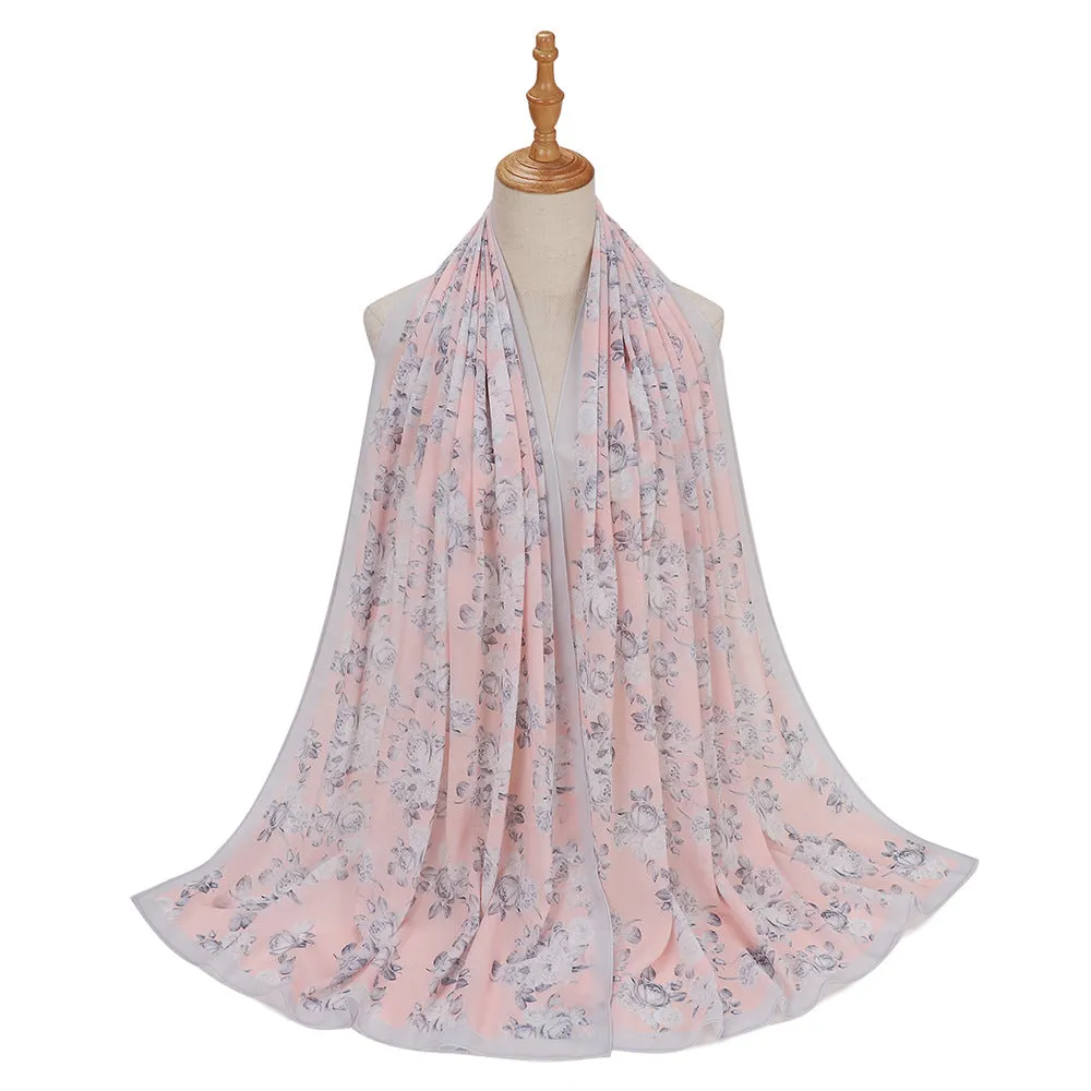 MSL333  New spring and summer pearl chiffon digital printing color scarf New spring and summer pearl chiffon digital printing color scarf