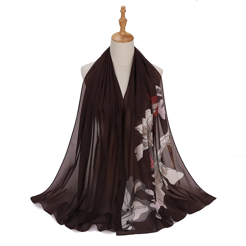 MSL333  New spring and summer pearl chiffon digital printing color scarf New spring and summer pearl chiffon digital printing color scarf