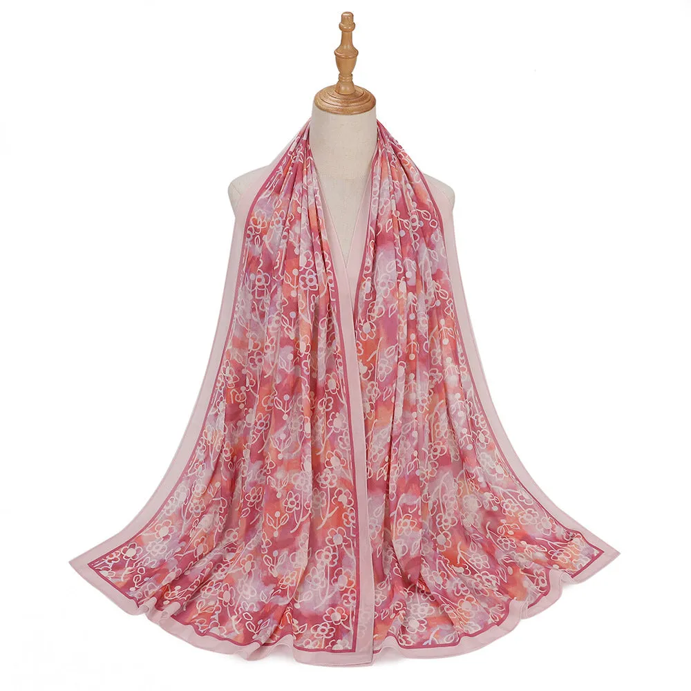 MSL333  New spring and summer pearl chiffon digital printing color scarf New spring and summer pearl chiffon digital printing color scarf