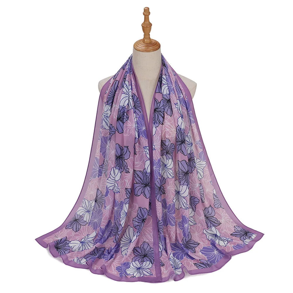 MSL333  New spring and summer pearl chiffon digital printing color scarf New spring and summer pearl chiffon digital printing color scarf