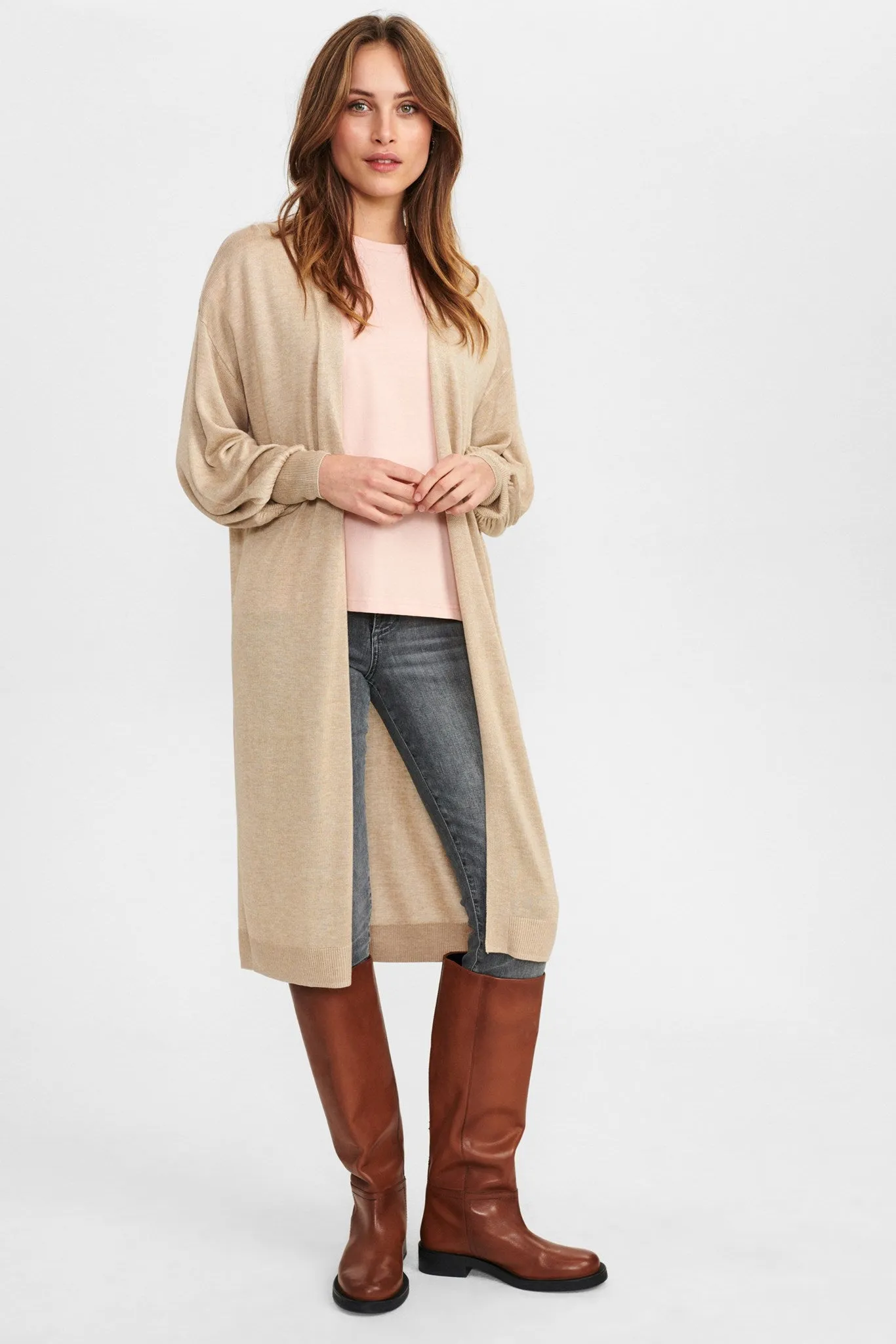 NUBIA LONG CARDIGAN - NOOS - Sesame Melange